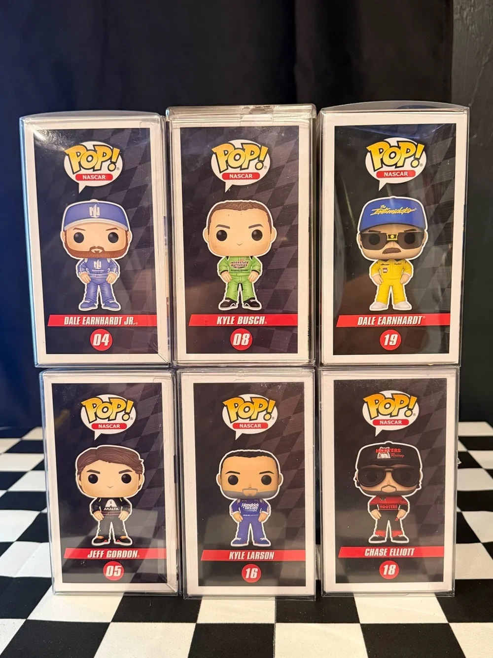 NASCAR Funko Pop Lot of 6 Gordon, Earnhardt, Larson, Busch Elliott, Earnhardt JR